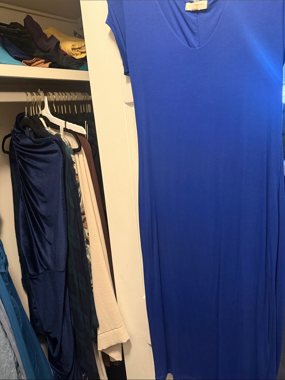 Women's V-Neck Blue Midi Dress